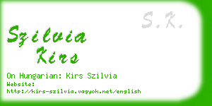 szilvia kirs business card